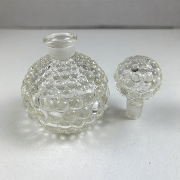 Vintage Clear Glass Hobnail Perfume Bottle with Stopper Empty 4'H X 2"W - Picture 4 of 9